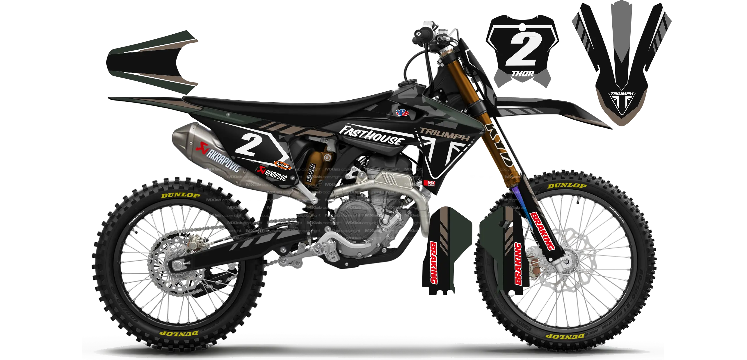 Kit déco Triumph LAB2 BLACK - Motocross & Enduro personnalisable