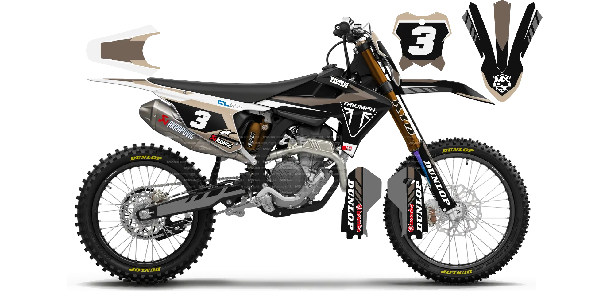 Kit déco Triumph LAB3 SAND - Motocross & Enduro personnalisable