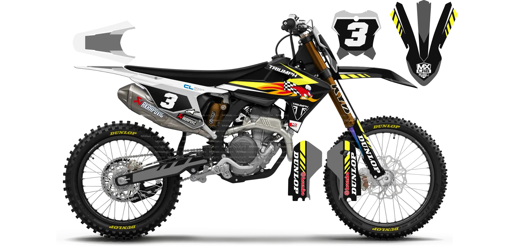 Kit déco Triumph LAB3 - Motocross & Enduro personnalisable