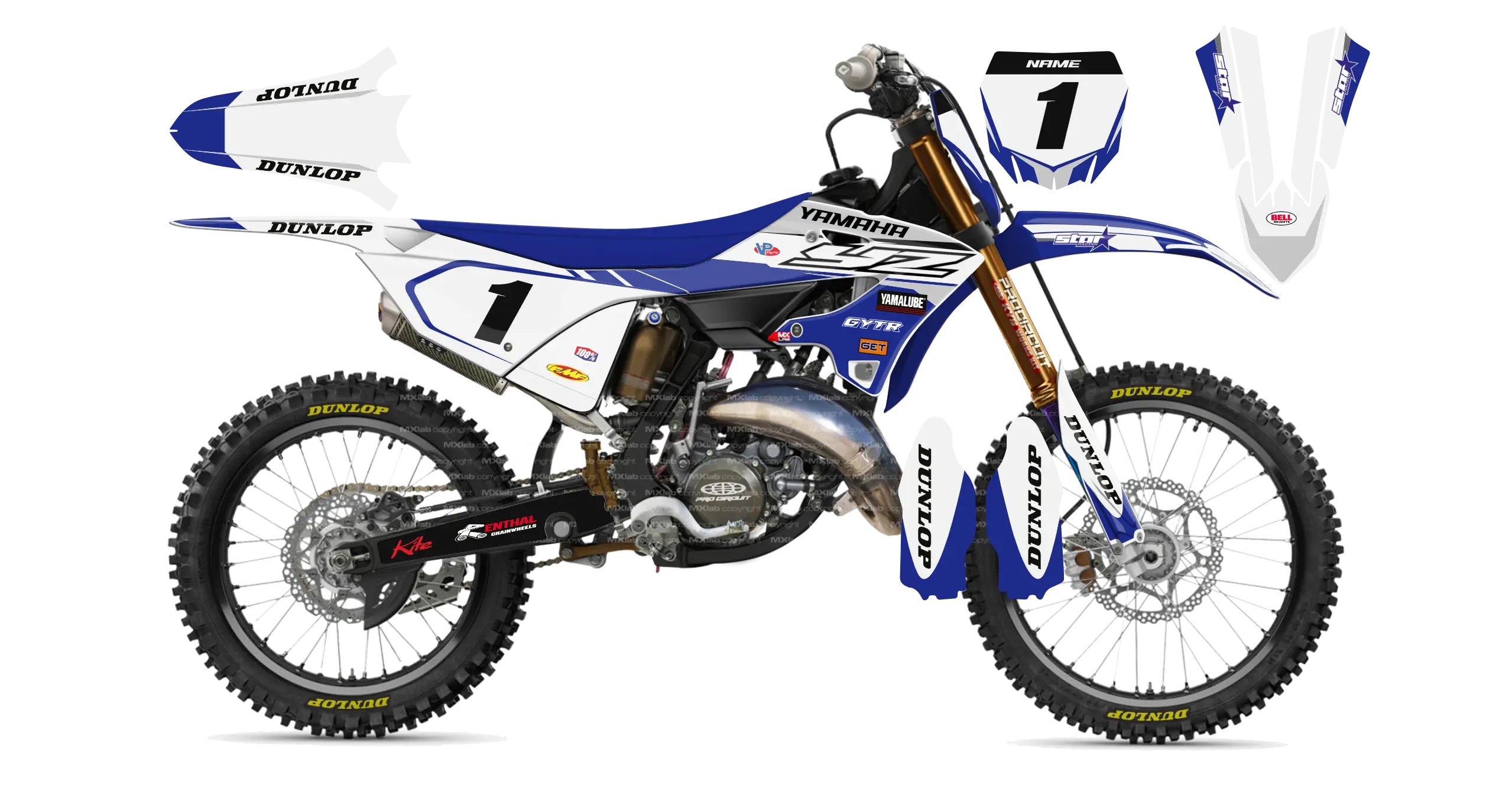 Kit déco Yamaha YZ LAB1 WHITE - Motocross & Enduro personnalisable