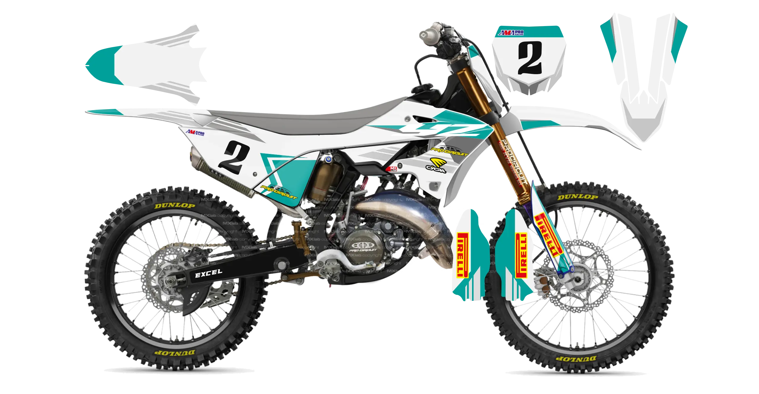 Kit déco Yamaha YZ LAB2 WHITE - Motocross & Enduro personnalisable
