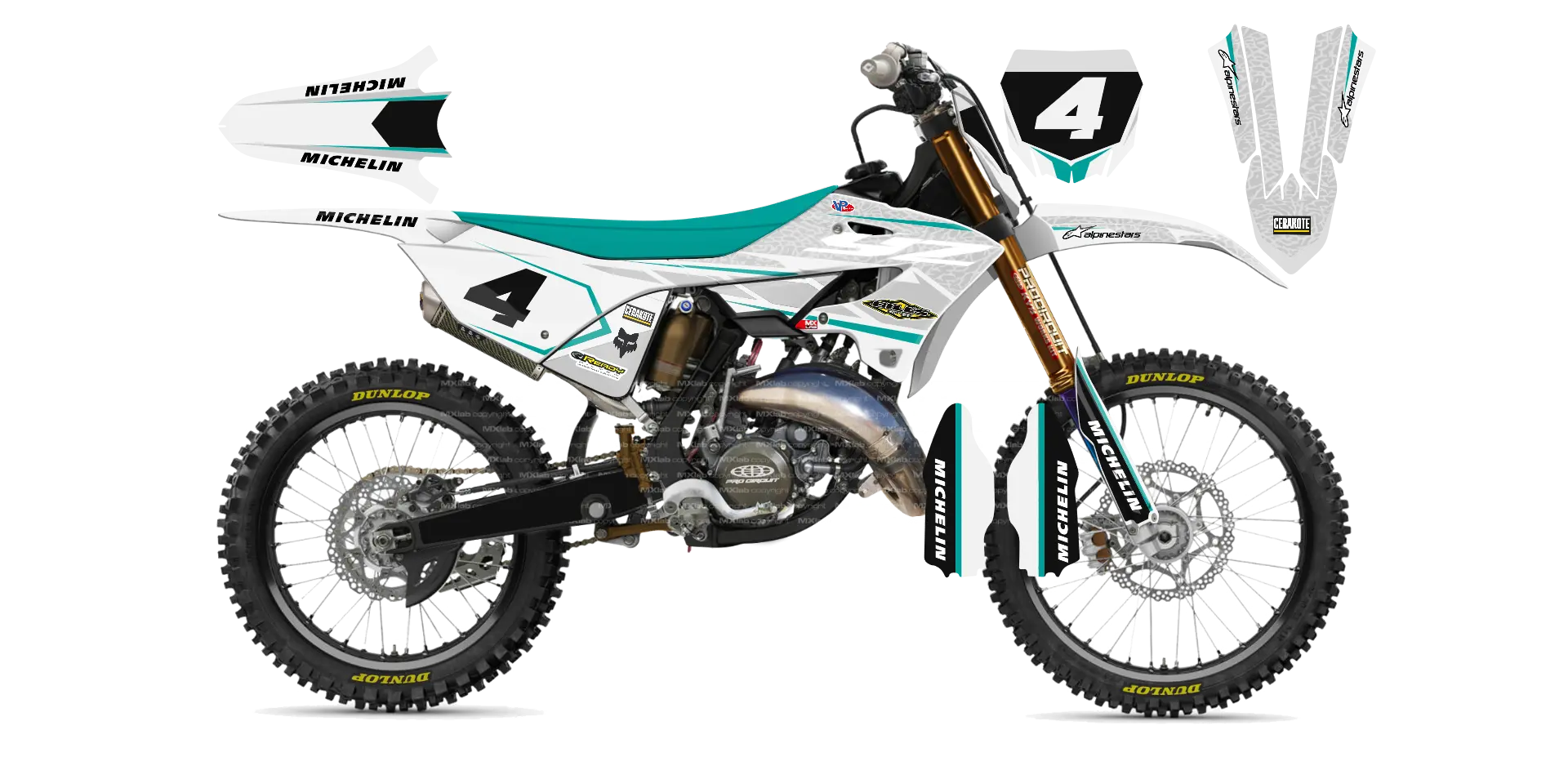 Kit déco Yamaha YZ LAB4 WHITE - Motocross & Enduro personnalisable