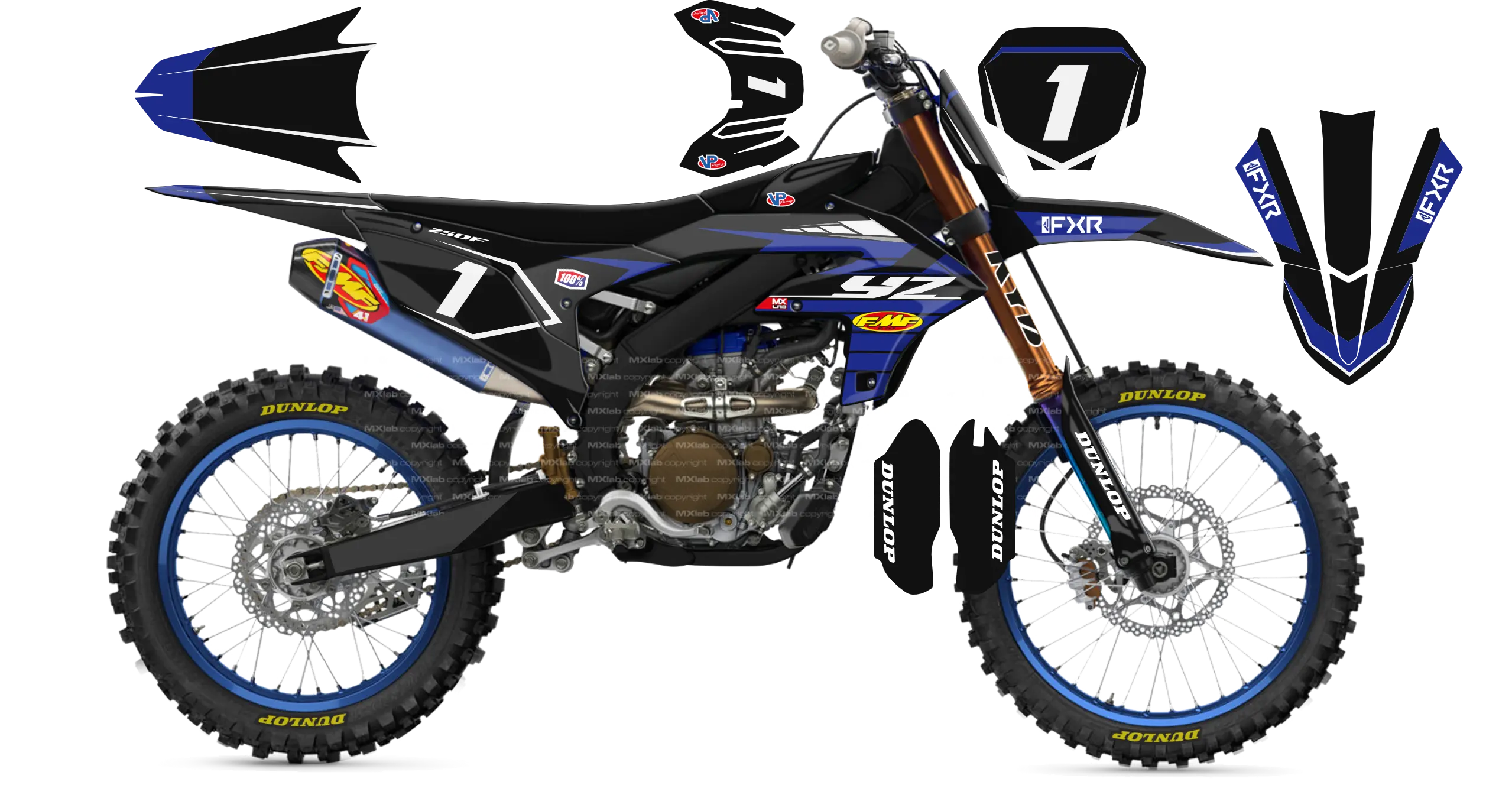Kit déco Yamaha YZF LAB1 BLACK - Motocross & Enduro personnalisable