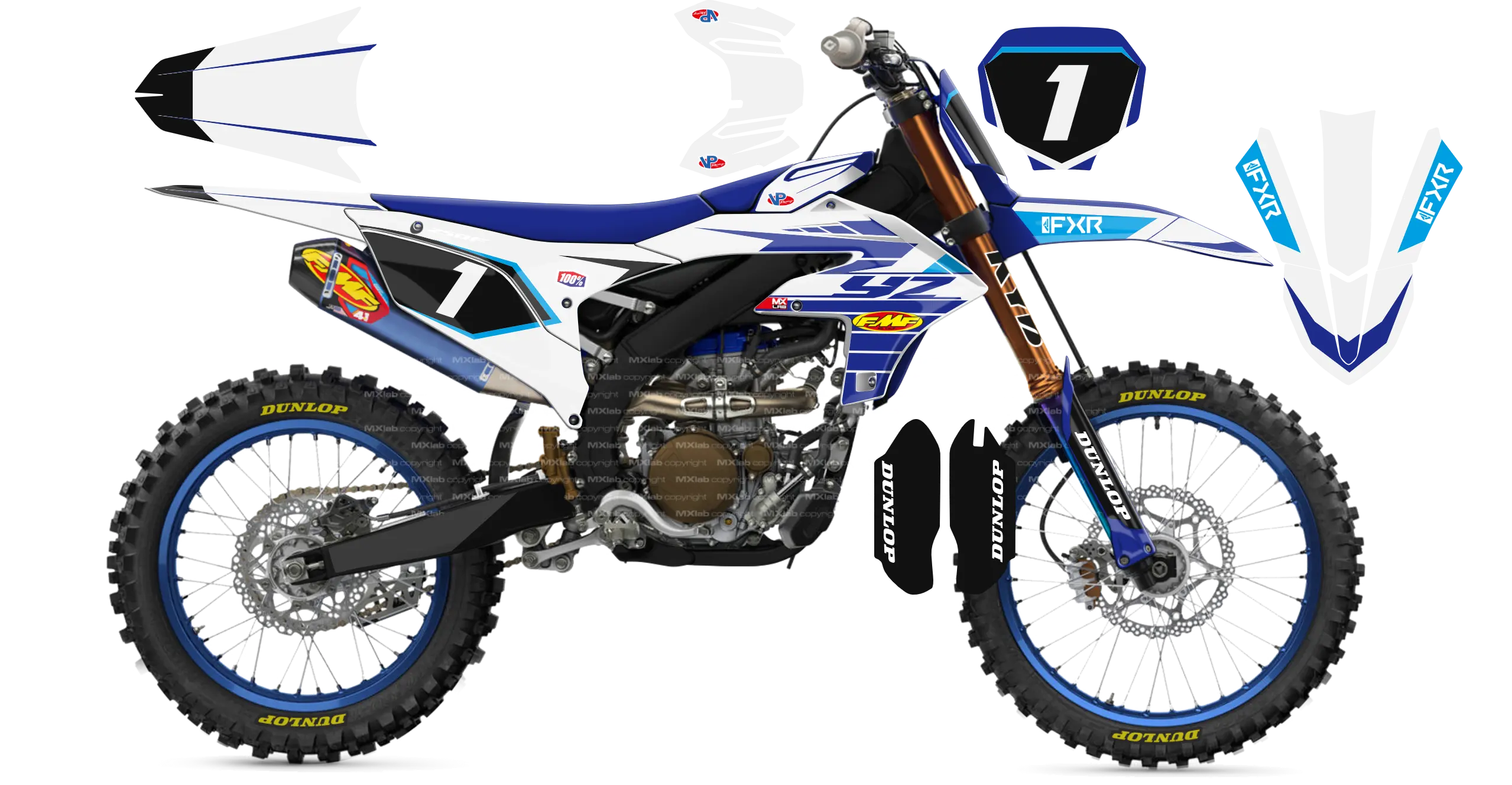 Kit déco Yamaha YZF LAB1 WHITE - Motocross & Enduro personnalisable