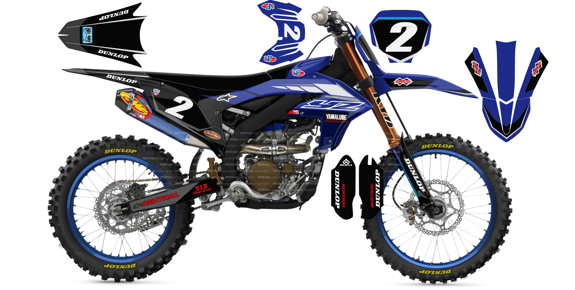Kit déco Yamaha YZF LAB2 BLACK - Motocross & Enduro personnalisable