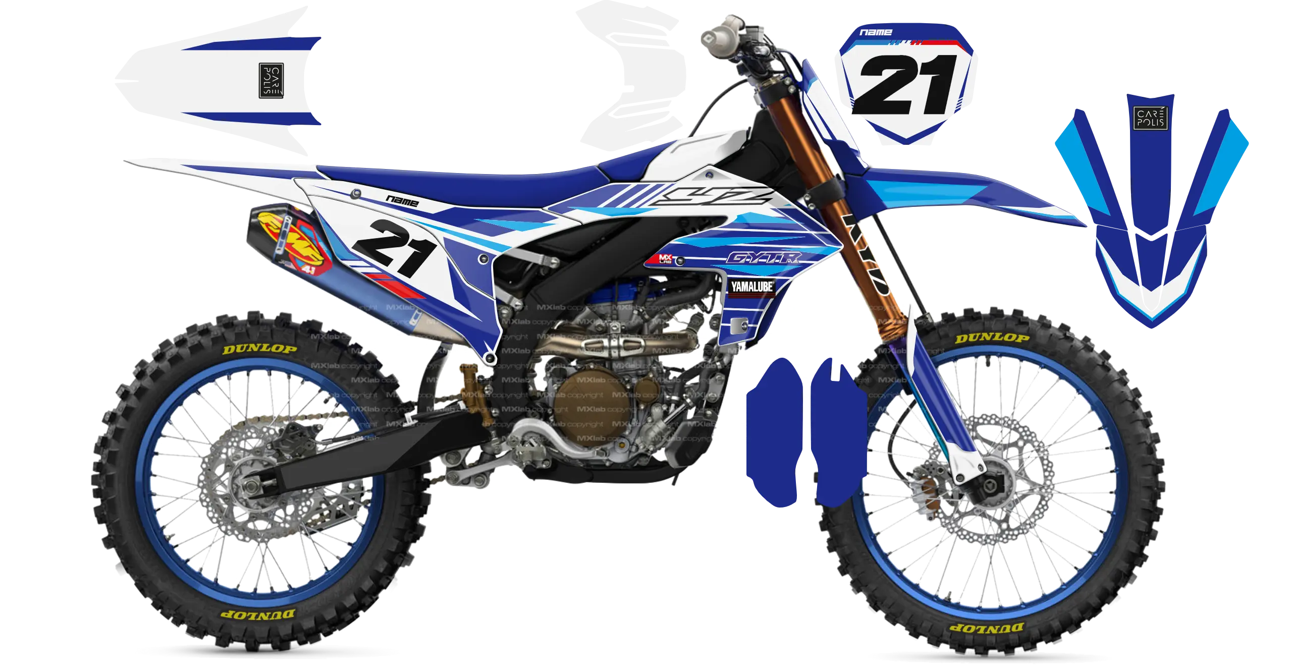 Kit déco Yamaha YZF LAB3 BLUE - Motocross & Enduro personnalisable