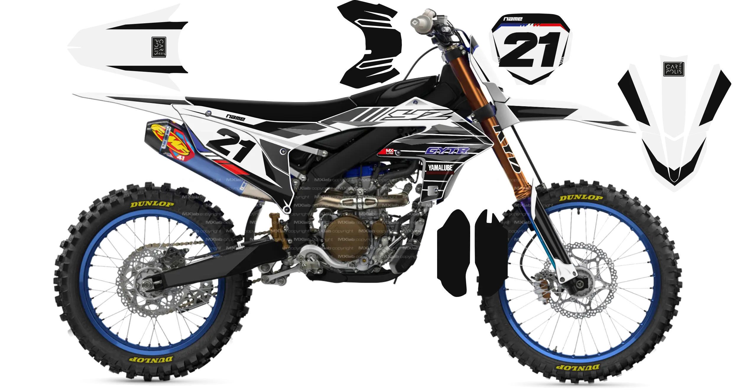Kit déco Yamaha YZF LAB3 WHITE - Motocross & Enduro personnalisable
