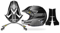 Kit déco casque Stilo Venti4 SLASH BLACK, hachures grises sur fond noir, pièces à plat et rendu posé de profil