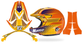 Stilo Venti4 helmet graphics kit SLASH ORANGE, purple slashes on orange and yellow, flat pieces and side view