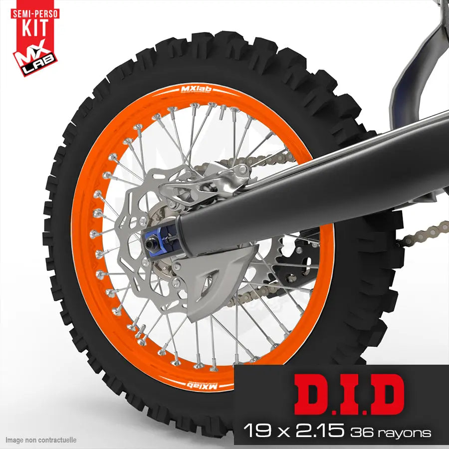 Kit déco jante arrière complète 19pouces D.I.D 36 rayons D.I.D