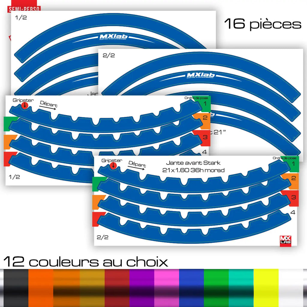 Kit déco jante avant complète 21pouces Excel 36 rayons Excel