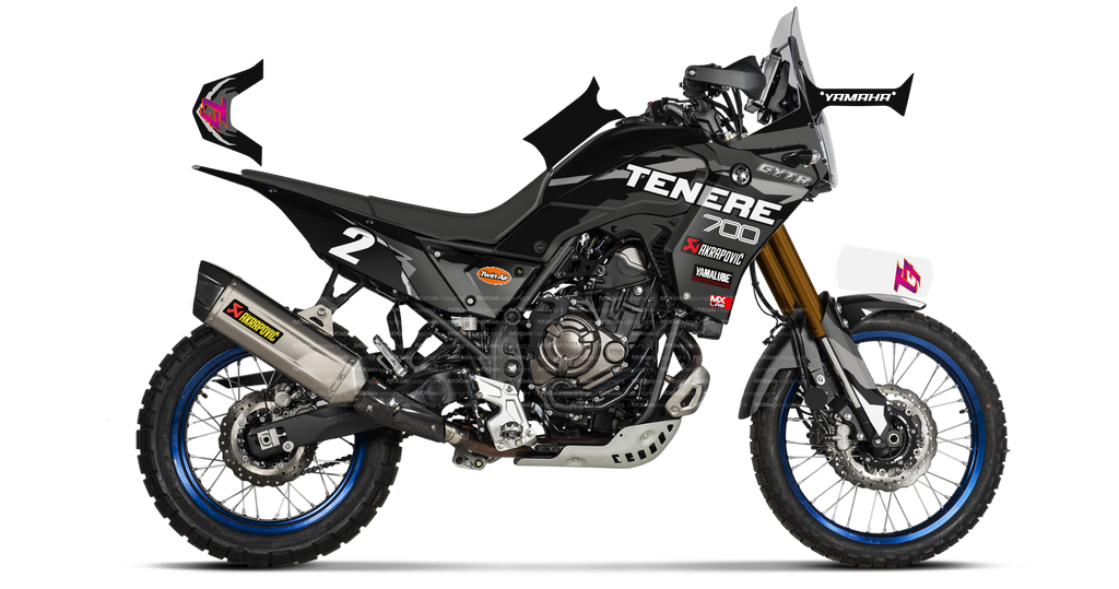 Kit déco Yamaha Ténéré 700 Vintage BLACK - Trail personnalisable
