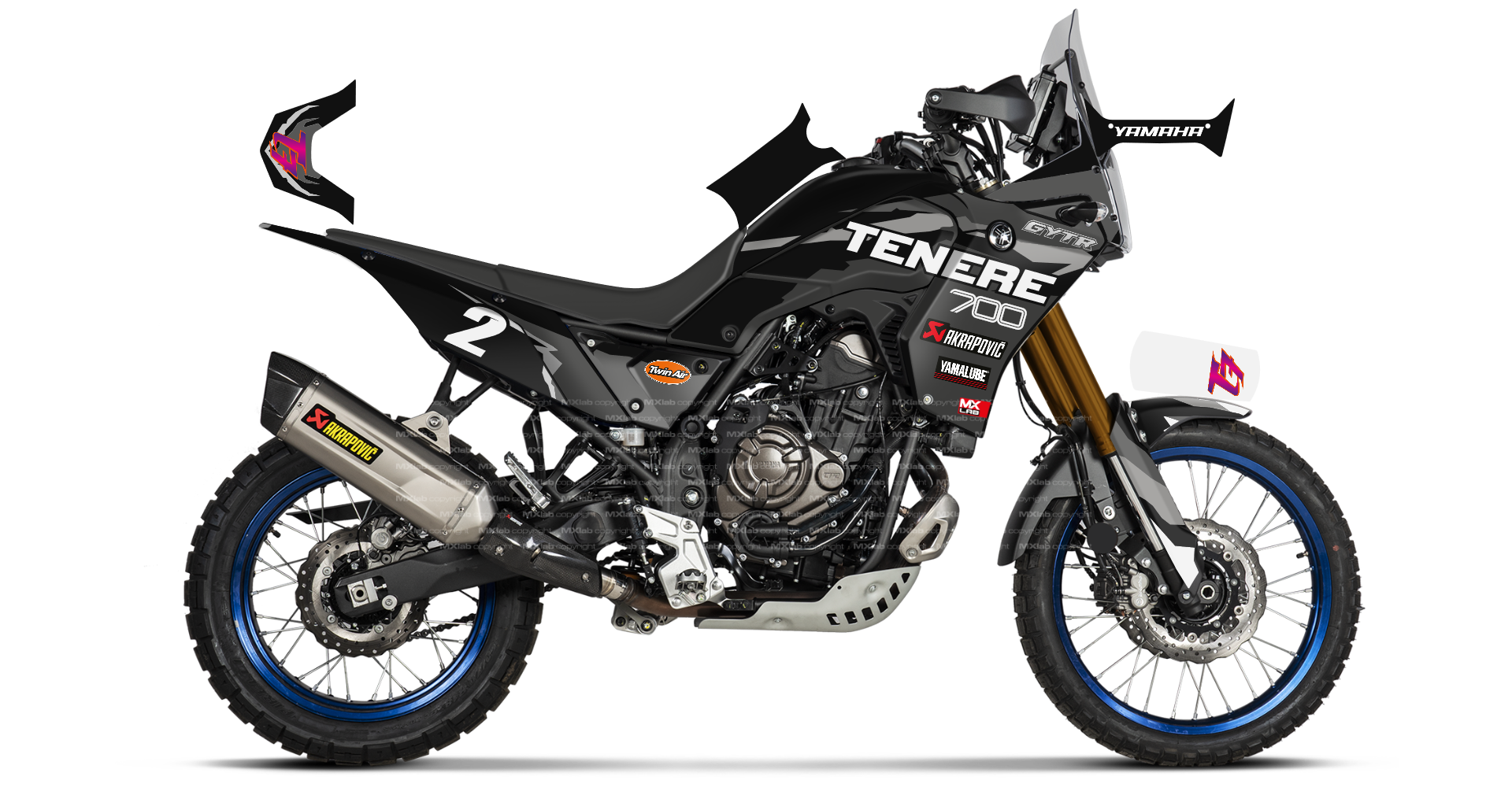 Kit déco Yamaha Ténéré 700 Vintage BLACK - Trail personnalisable
