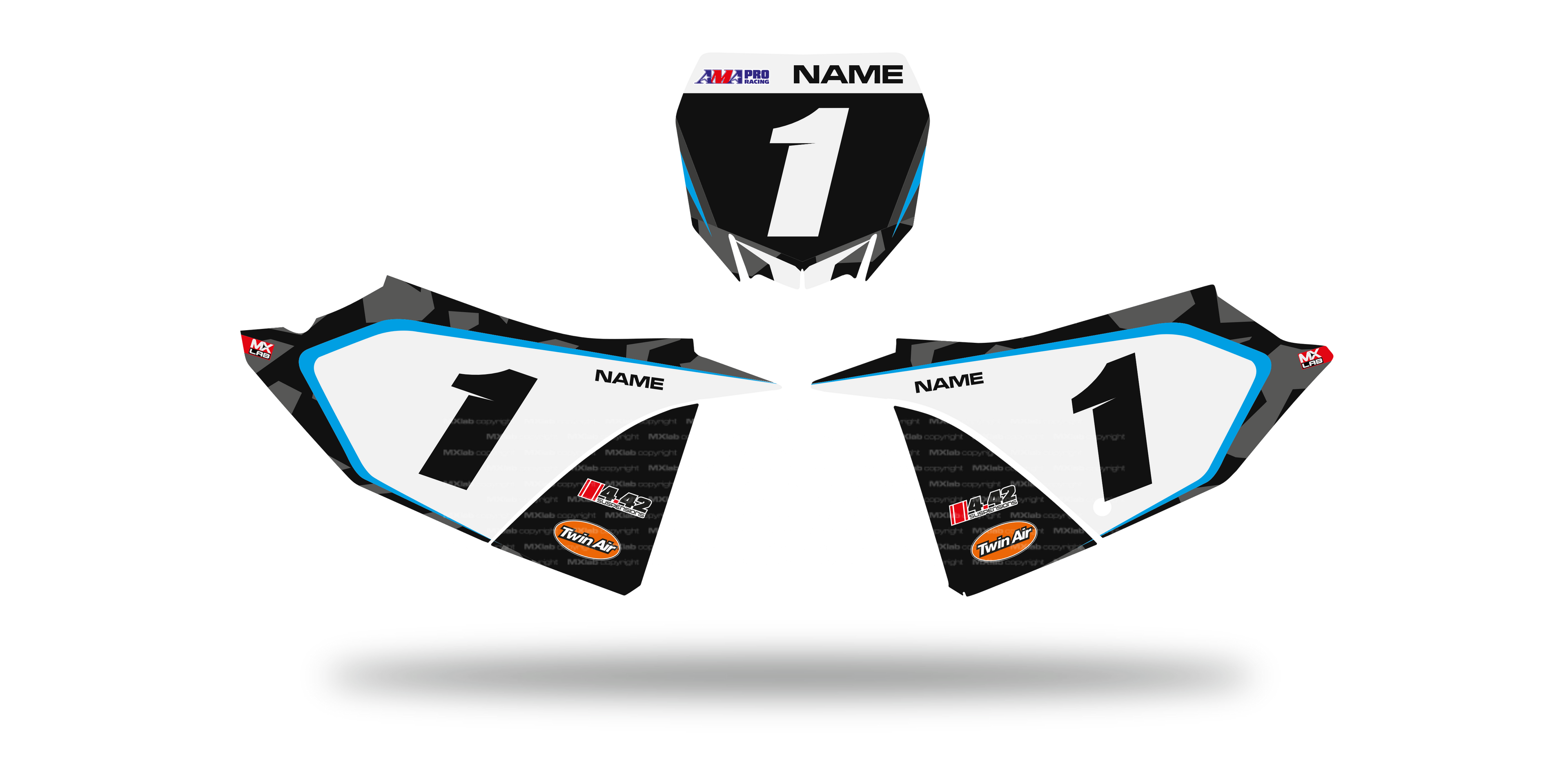 Fonds de plaque Yamaha YZ LAB1 BLACK - Motocross & Enduro personnalisable