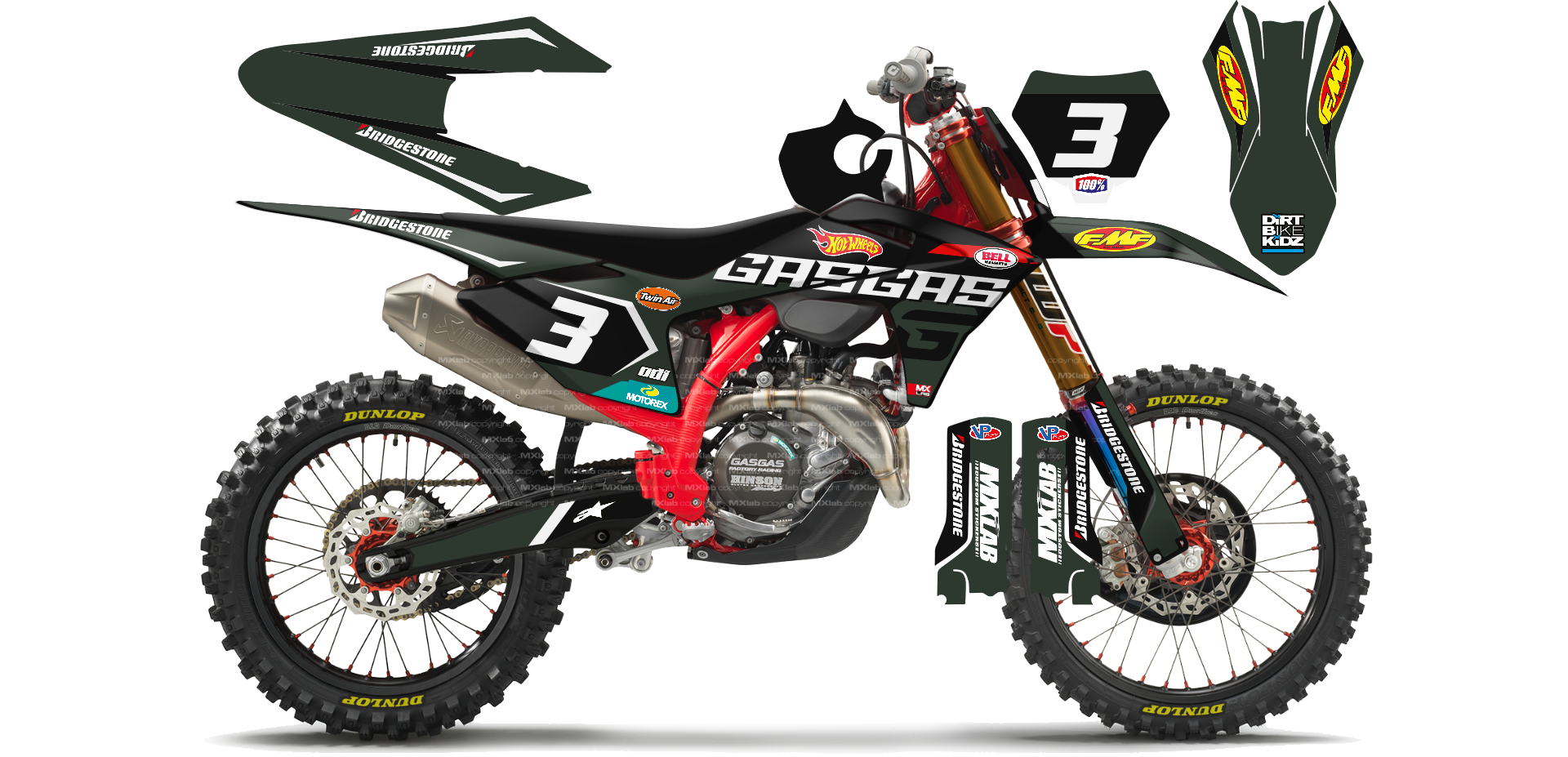 Kit déco GasGas LAB3 KHAKI - Motocross & Enduro personnalisable
