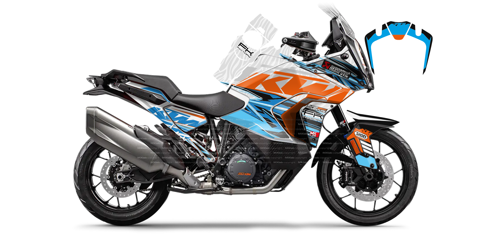 Kit déco KTM 1290 Super Adventure LAB2 BLUE - Trail personnalisable