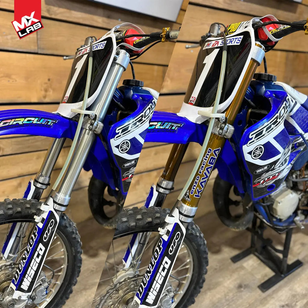 TEST - Autocollants de fourche Kayaba 46mm "Usine" Kayaba