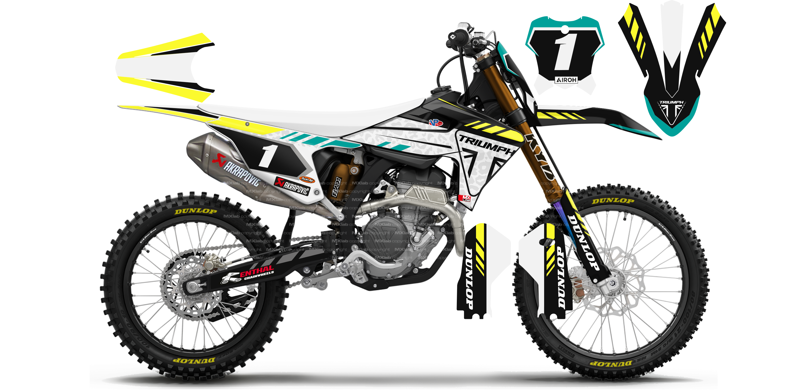 Kit déco Triumph LAB1 WHITE - Motocross & Enduro personnalisable