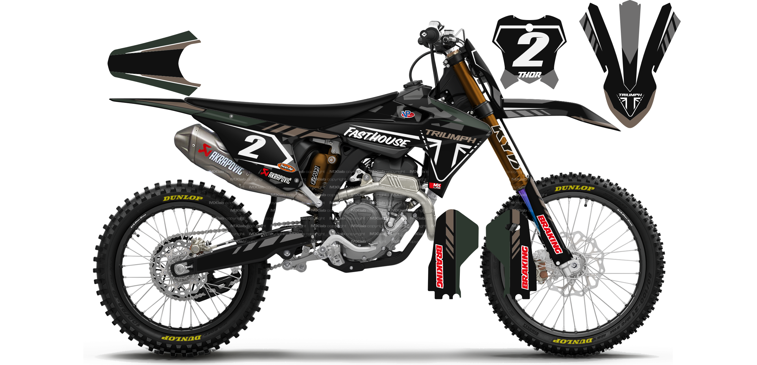 Kit déco Triumph LAB2 BLACK - Motocross & Enduro personnalisable