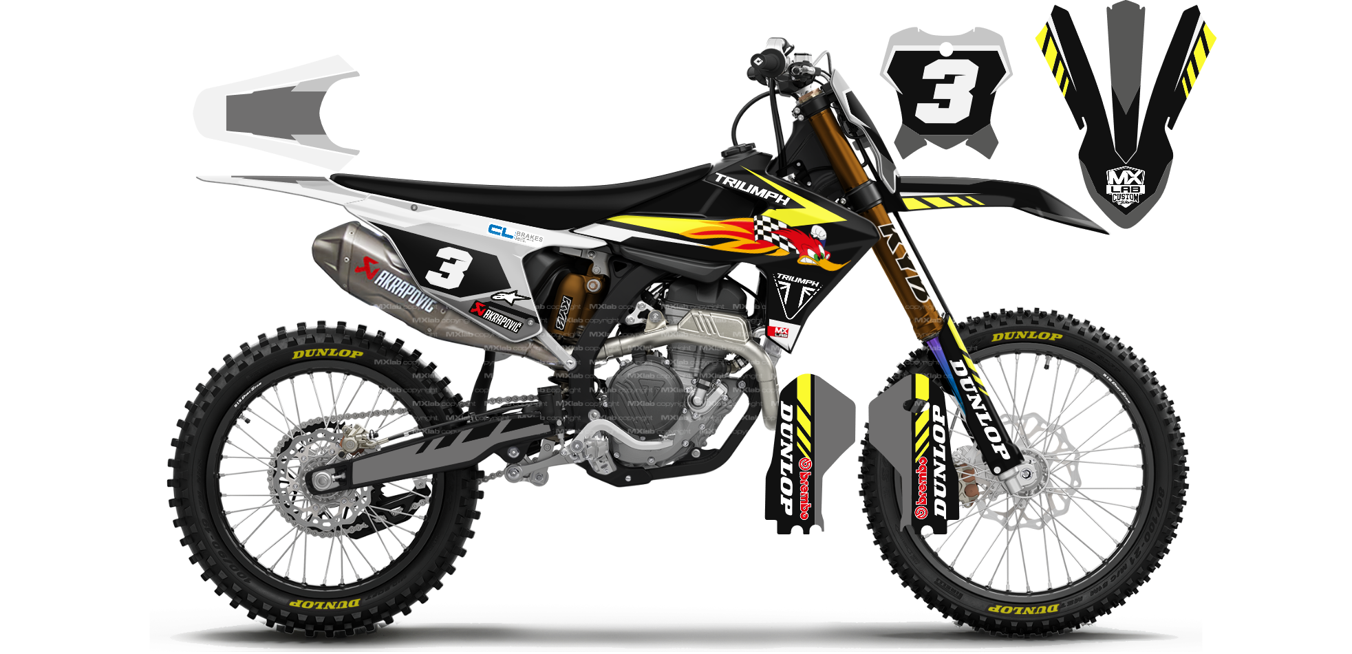 Kit déco Triumph LAB3 - Motocross & Enduro personnalisable