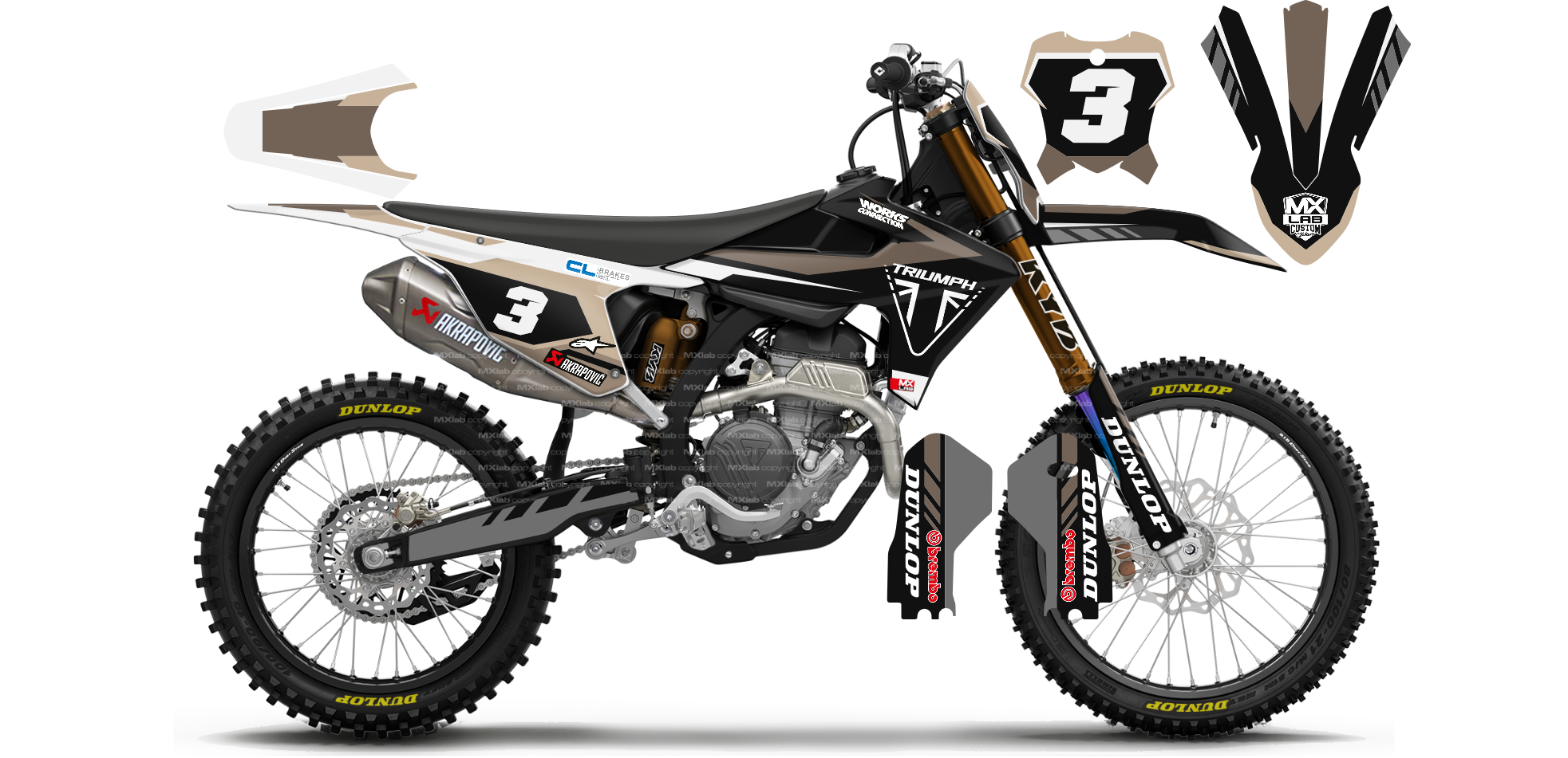 Kit déco Triumph LAB3 SAND - Motocross & Enduro personnalisable
