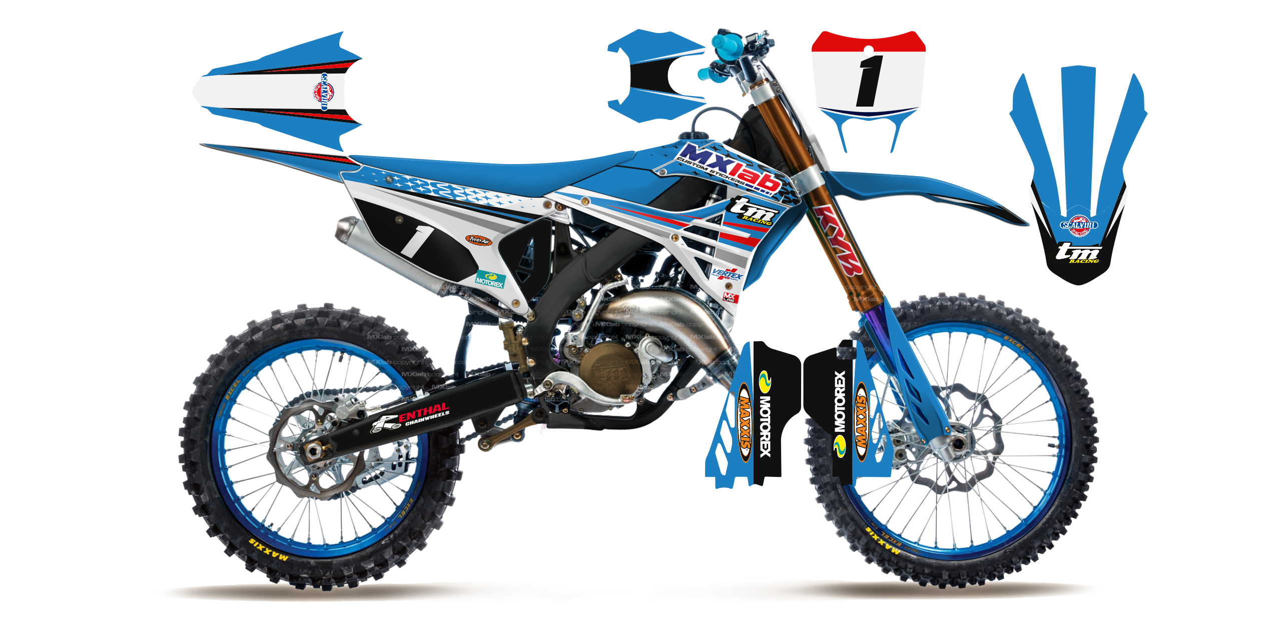 Kit déco TM LAB1 BLUE - Motocross & Enduro personnalisable
