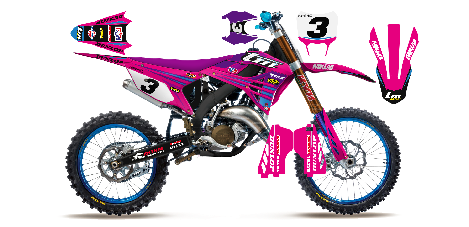 Kit déco TM LAB3 PINK - Motocross & Enduro personnalisable