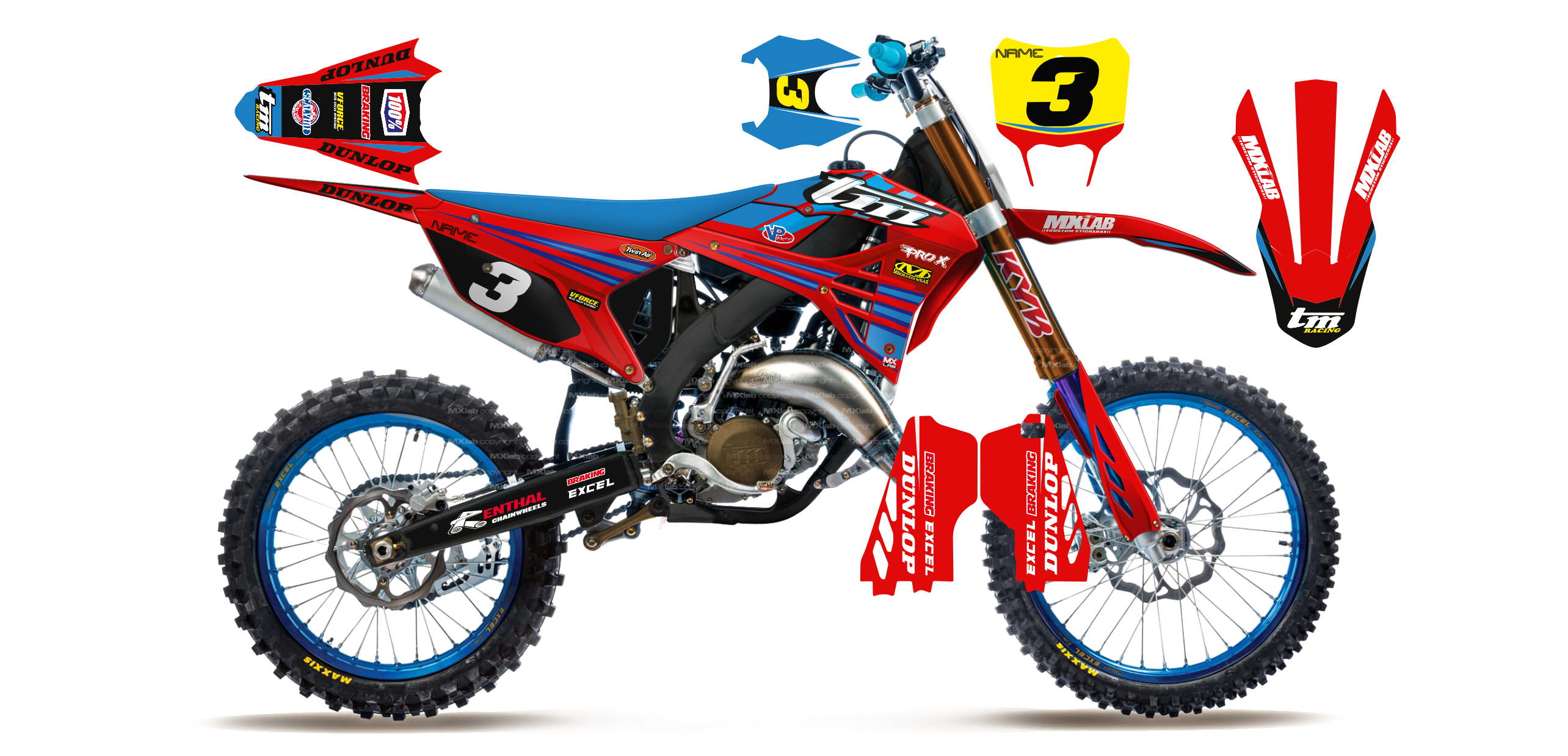 Kit déco TM LAB3 RED - Motocross & Enduro personnalisable