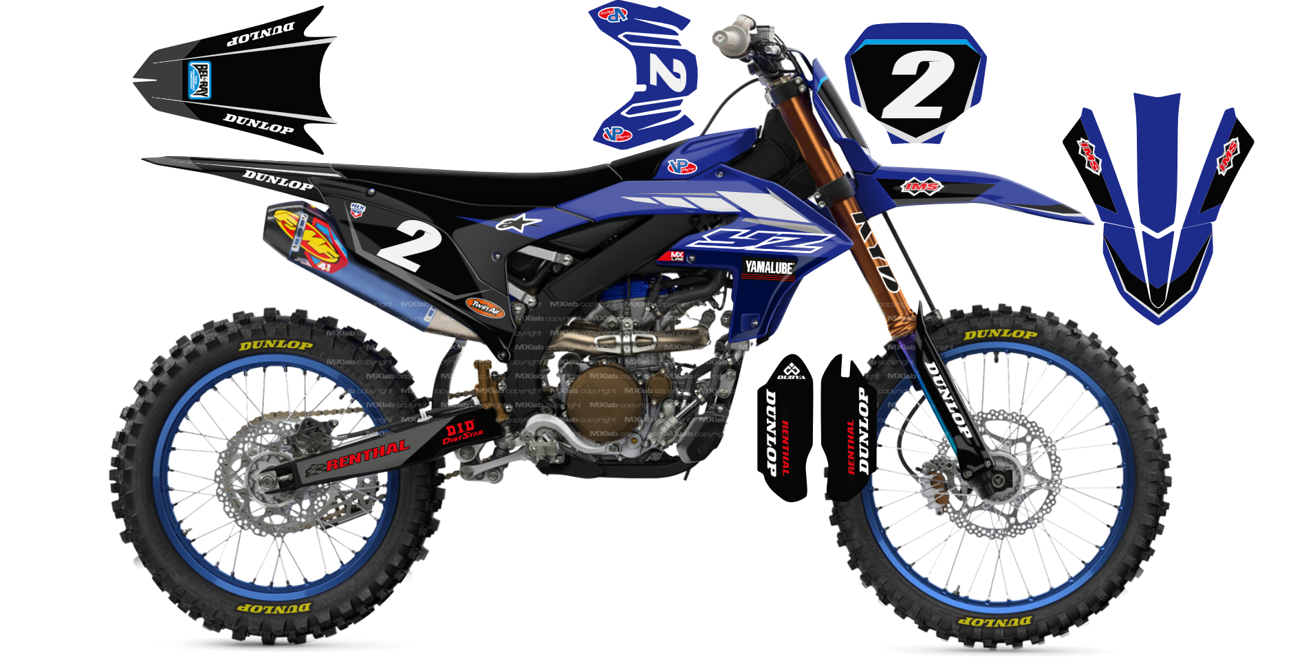 Kit déco Yamaha YZF LAB2 BLACK - Motocross & Enduro personnalisable