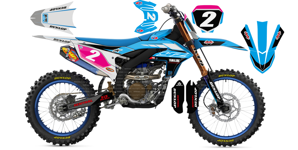 Kit déco Yamaha YZF LAB2 LIGHT BLUE - Motocross & Enduro personnalisable