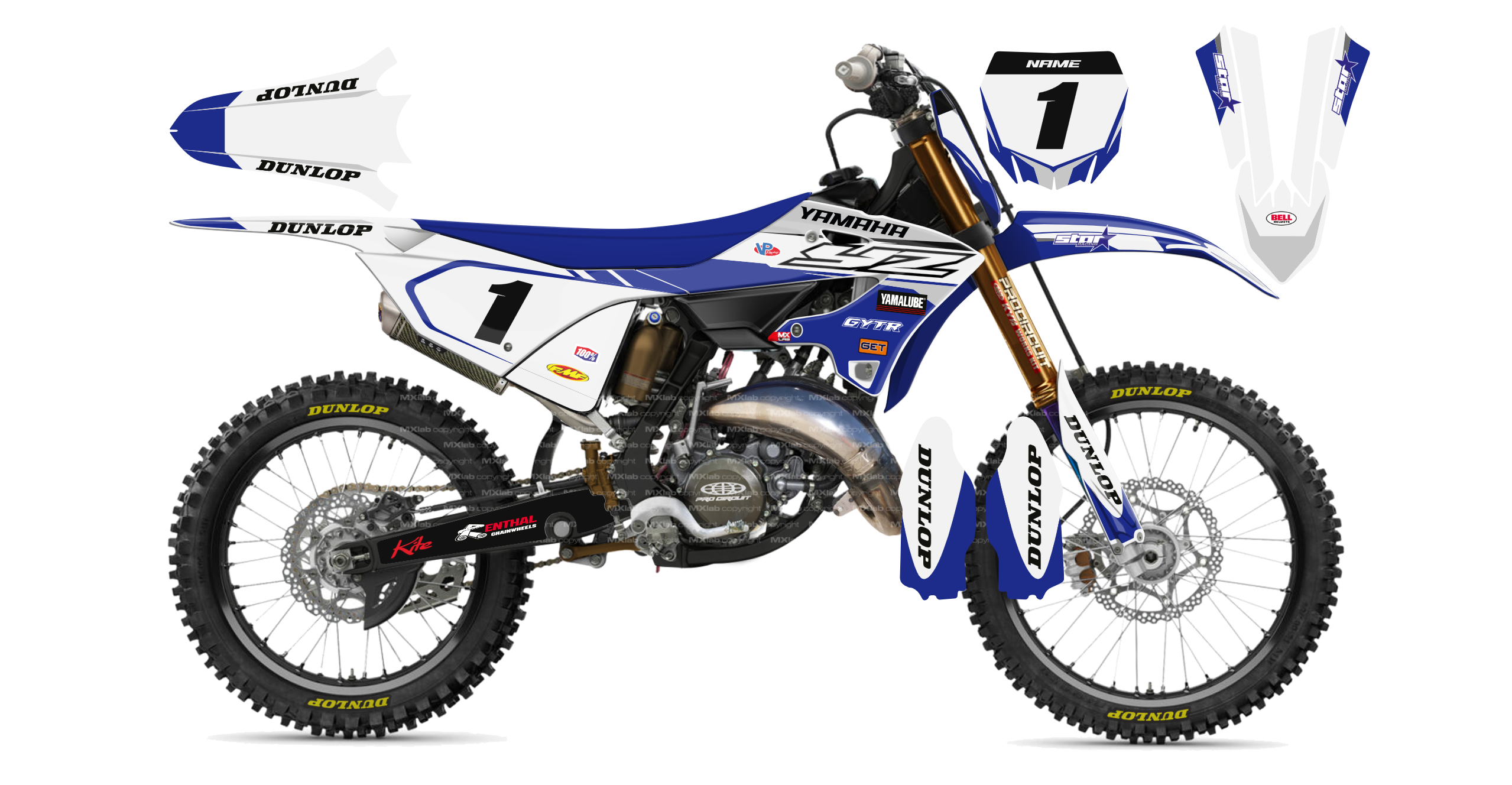Kit déco Yamaha YZ LAB1 WHITE - Motocross & Enduro personnalisable