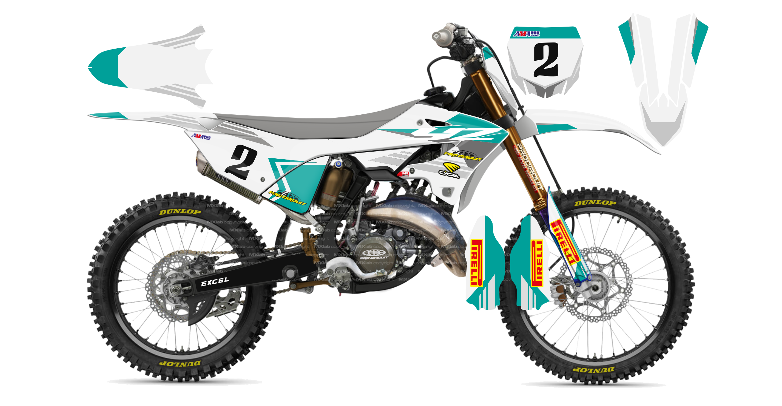 Kit déco Yamaha YZ LAB2 WHITE - Motocross & Enduro personnalisable