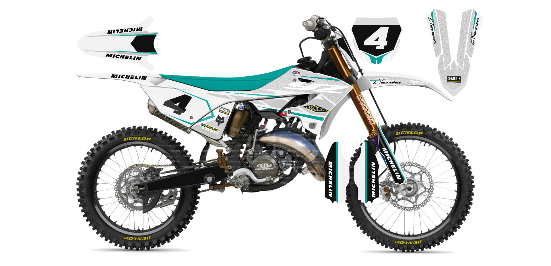 Kit déco Yamaha YZ LAB4 WHITE - Motocross & Enduro personnalisable