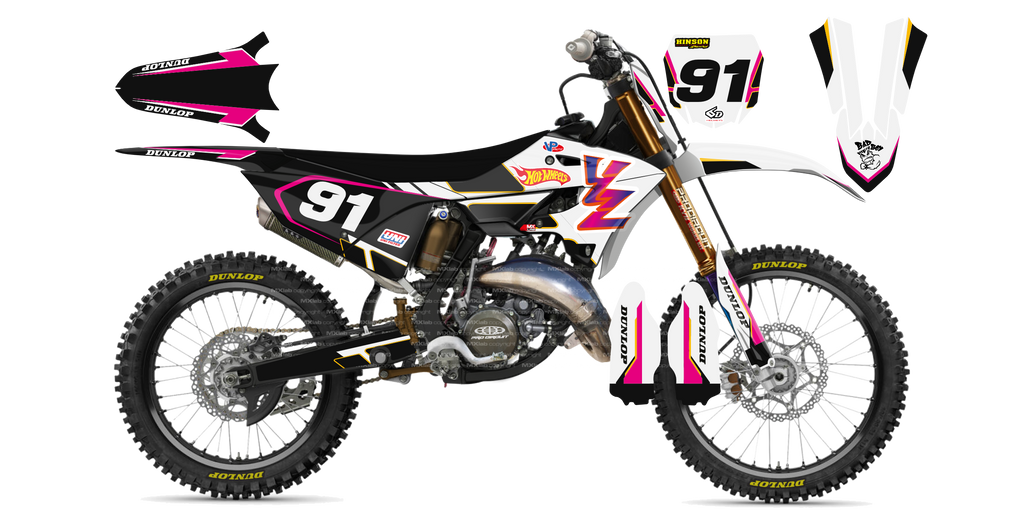Kit déco Yamaha YZ Retro BLACK - Motocross & Enduro personnalisable