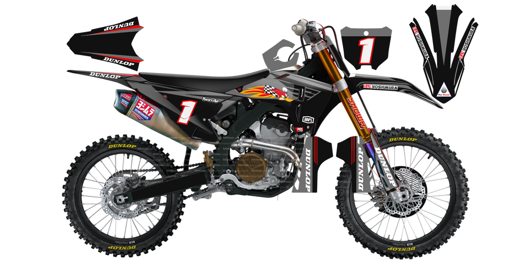 Kit déco Honda LAB1 BLACK - Motocross & Enduro personnalisable