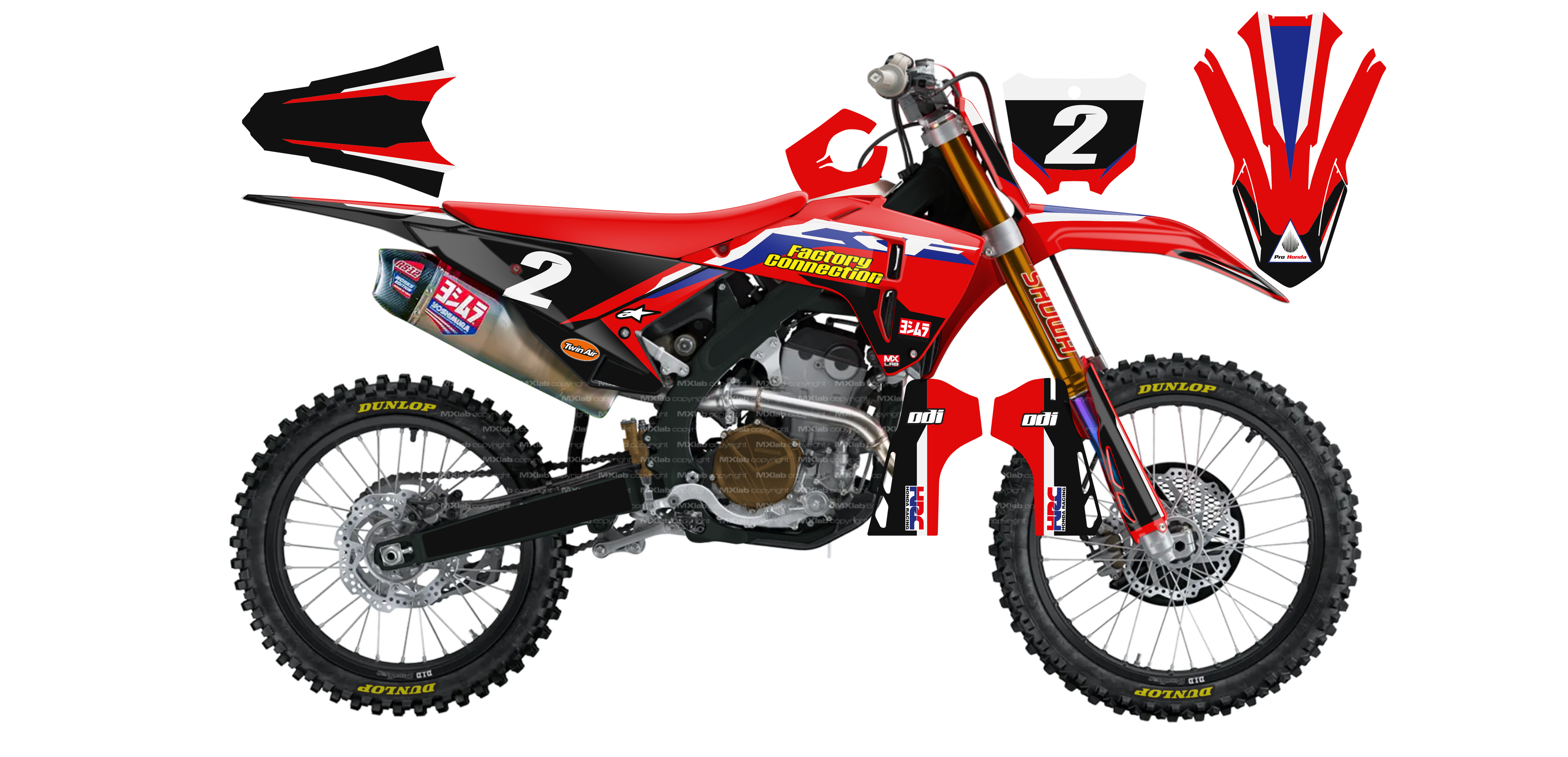 Kit déco Honda LAB2 - Motocross & Enduro personnalisable