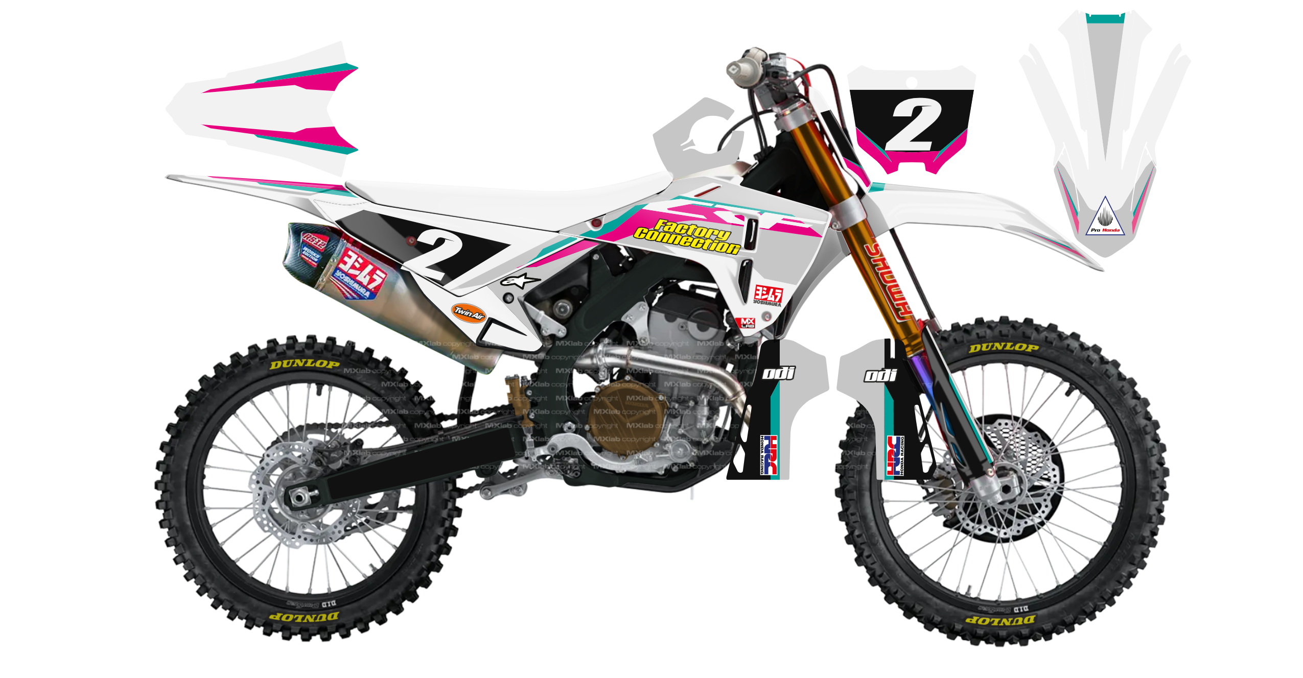 Kit déco Honda LAB2 WHITE - Motocross & Enduro personnalisable