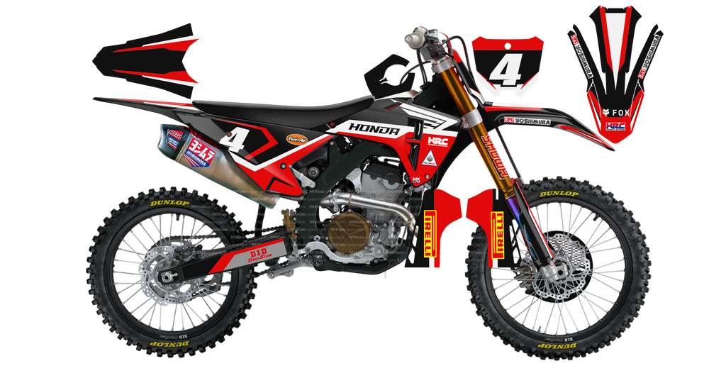 Kit déco Honda LAB4 BLACK - Motocross & Enduro personnalisable