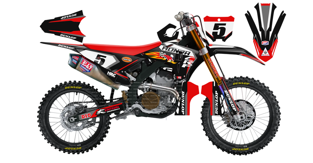 Kit déco Honda LAB5 BLACK - Motocross & Enduro personnalisable