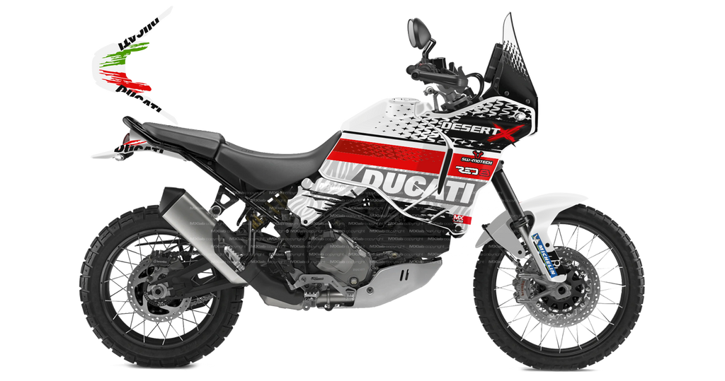 Kit déco Ducati DesertX LAB1 WHITE - Trail personnalisable