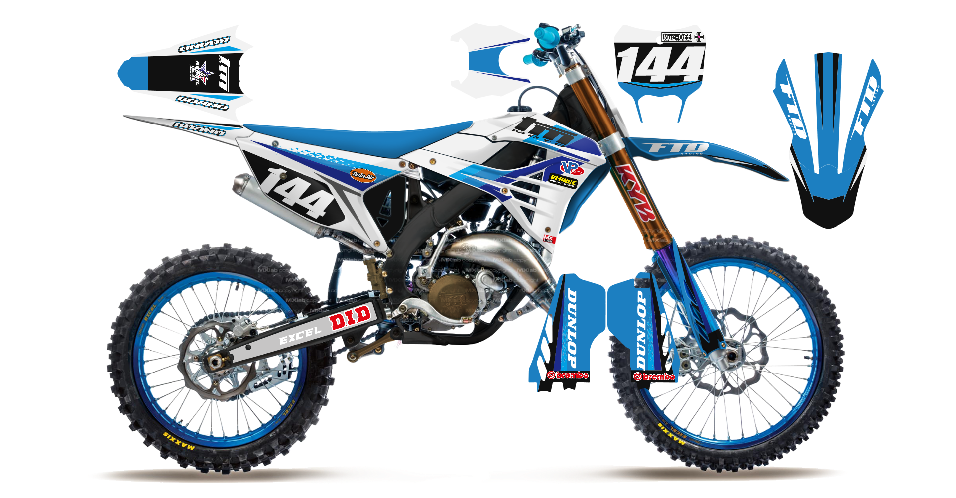 Kit déco TM LAB4 WHITE - Motocross & Enduro personnalisable