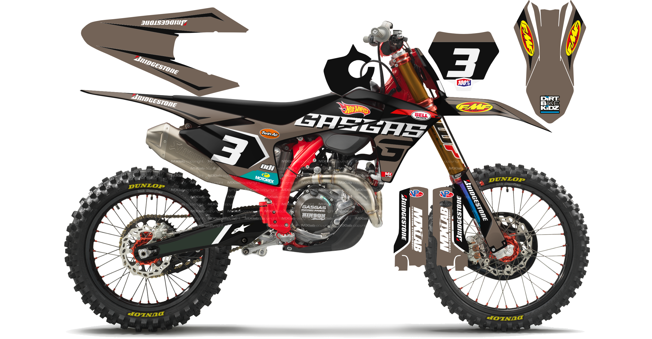 Kit déco GasGas LAB3 TAUPE - Motocross & Enduro personnalisable