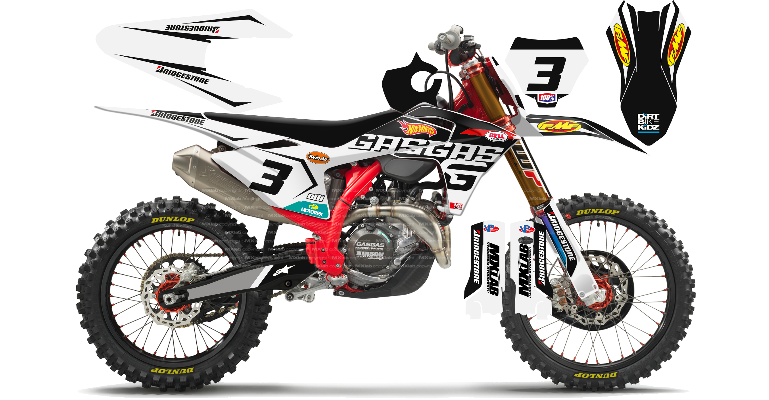 Kit déco GasGas LAB3 WHITE - Motocross & Enduro personnalisable