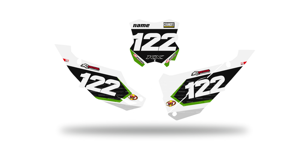 Fonds de plaque Kawasaki LAB2 WHITE - Motocross & Enduro personnalisable