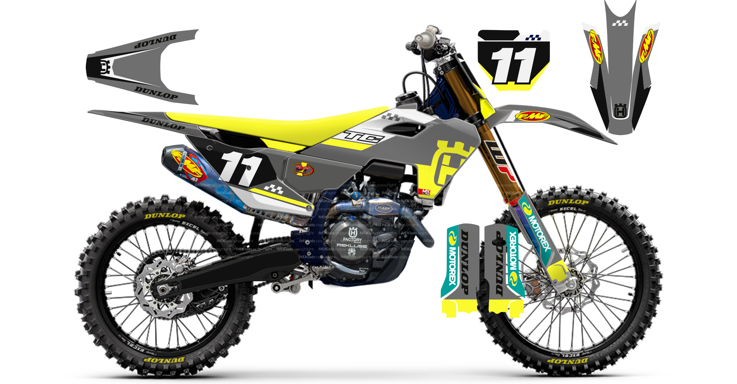 Kit déco Husqvarna LAB1 GRAY - Motocross & Enduro personnalisable