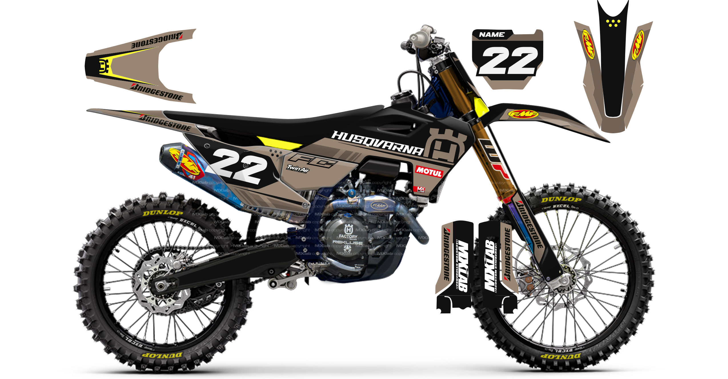 Kit déco Husqvarna LAB2 SAND - Motocross & Enduro personnalisable