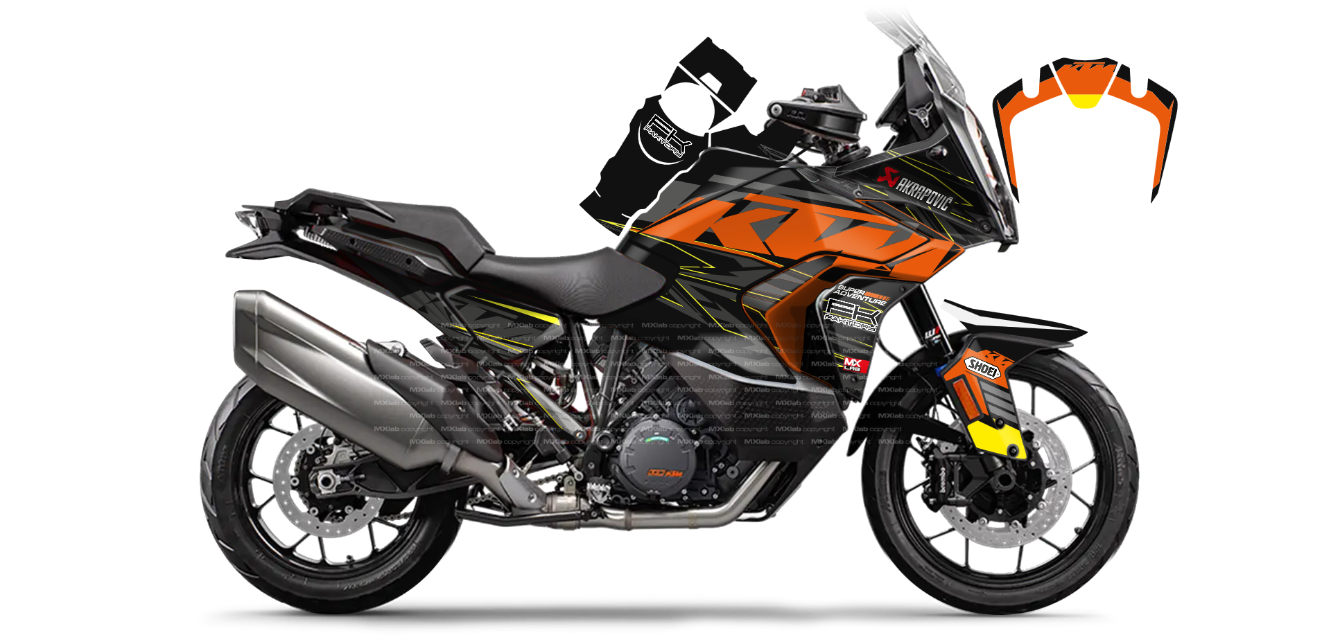 Kit déco KTM 1290 Super Adventure LAB2 BLACK - Trail personnalisable
