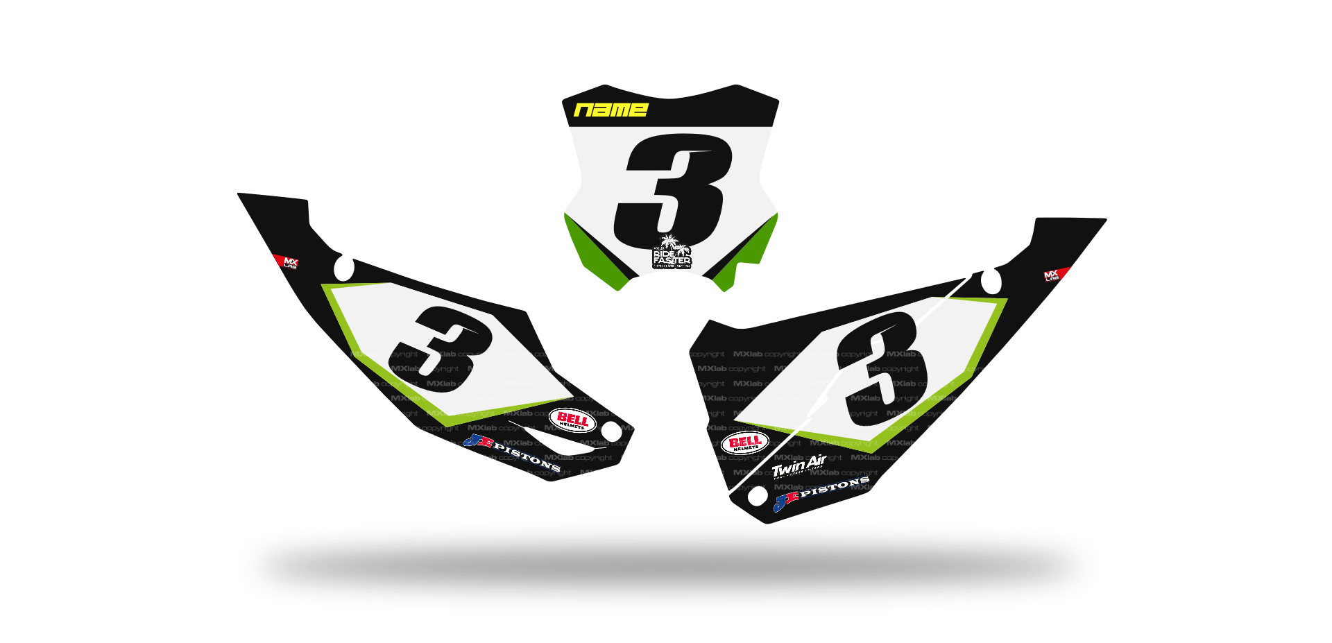 Kawasaki Number Boards – LAB3 BLACK