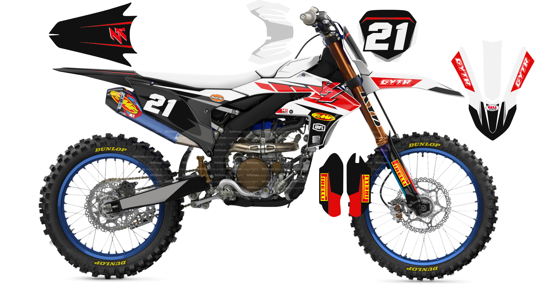 Kit déco Yamaha YZF LAB4 RED - Motocross & Enduro personnalisable