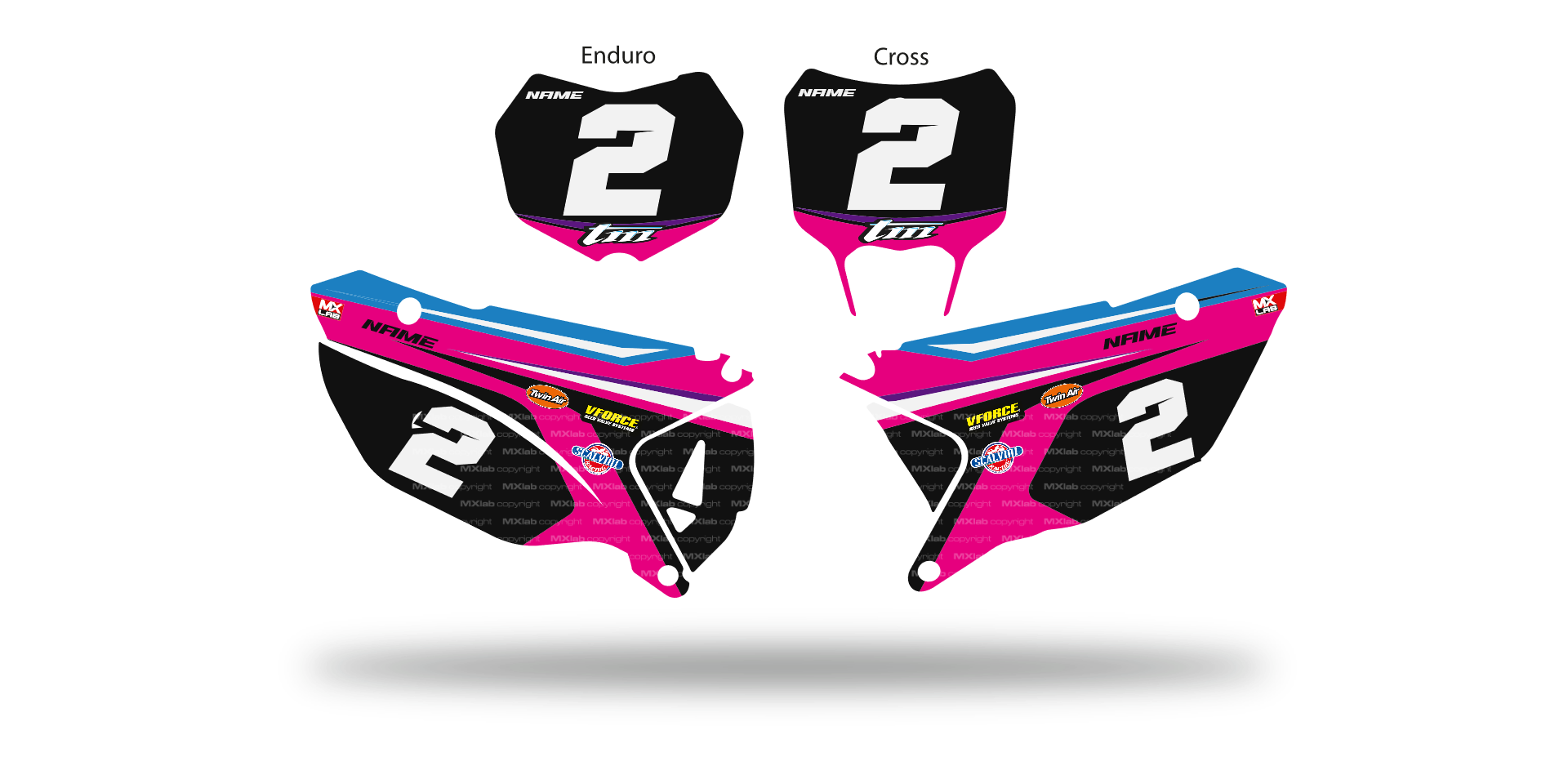 Fonds de plaque TM LAB2 PINK - Motocross & Enduro personnalisable
